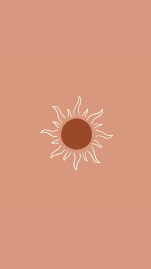 ピンクの背景に描かれたボヘミアン風ホワイトアウトラインサン