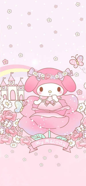マイメロディとバラの花の壁紙 — iPhone 16 壁紙
