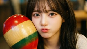 ヴィーヴォが特大のマラカスを抱きしめる、可愛くて心温まるクローズアップ。