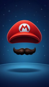 マリオの赤い帽子とヒゲを抽象的にミニマルに表現。 — Nintendo 壁紙