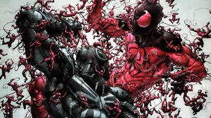 赤と黒のマーベルスーパーヒーロー、スパイダーマンと小さな人々