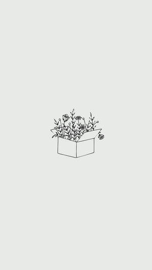 ミニマルな箱に花を詰めたペンアート — ミニマルでエモいGIF 壁紙