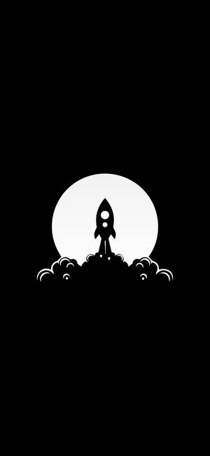 ミニマルな黒いロケット船の壁紙 — iPhone 16 壁紙
