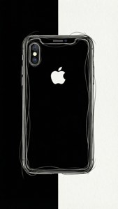 iPhone XRをミニマルな線画で描いた、白黒のエレガントなアート壁紙。