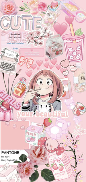 ウララカ美学 — ピンクのアニメ美学 壁紙