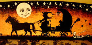 ヴィンテージハロウィンの魔女と馬車