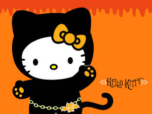ハローキティ ハロウィン 黒猫 アート 壁紙 — ハローキティ ハロウィン 壁紙