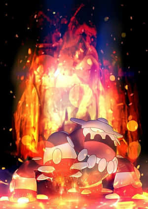 光る炎の背景とヒードラン — Nintendo 壁紙