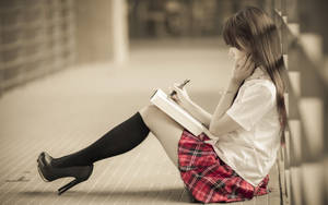 勉強する女子学生 2560x1600 — 2560x1080 壁紙