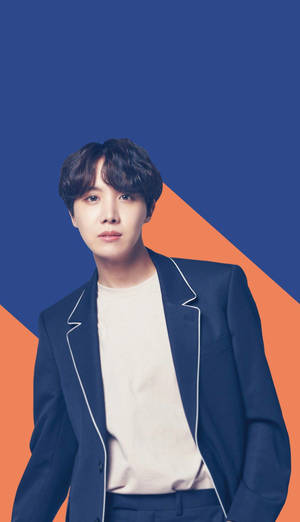 可愛いBTS J-Hope 青とオレンジの背景