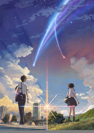 『君の名は。』の壁紙。お揃いのカップル、瀧と三葉。 — OnePlus Pad 壁紙