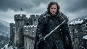 戦いの後、ウィンターフェルの城壁に毅然と立つジョン・スノウ — ゲーム・オブ・スローンズ シーズン8 壁紙
