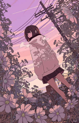 夕日が彩る魅惑のアニメ風景 — 美しいアニメ 壁紙