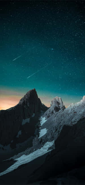 夕空に流れ星が光る山々 — Oppo A6 壁紙