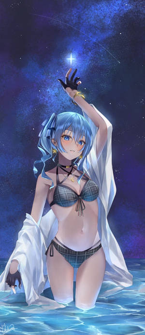 夜のビキニアニメガール — Xperia 5 V 壁紙