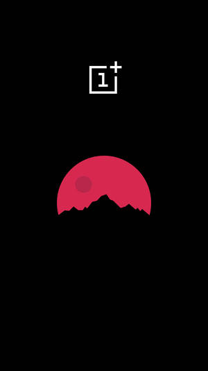 黒い背景にピンクの月とOnePlusのロゴが描かれたAMOLED壁紙。