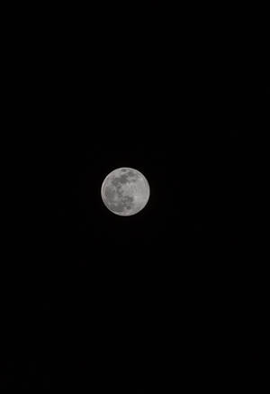 黒い夕方の真夜中の空に明るく輝く満月。月と衛星の眺め。
