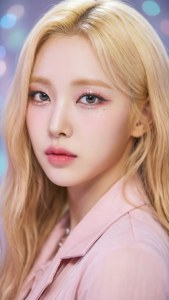 柔らかなパステル調の女性Kpopアイドルのクローズアップポートレート — Kpop GIF 壁紙