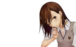 アニメ少女御坂美琴がコインを抱えてキスする壁紙