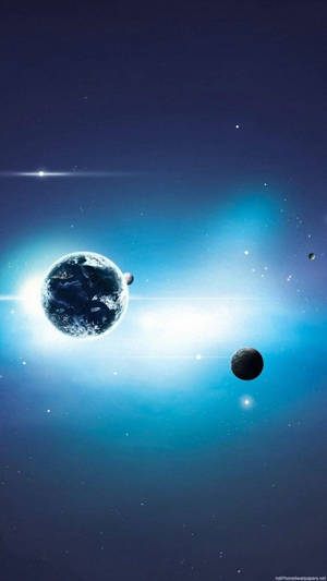惑星と青い光の宇宙iPhone — 宇宙 iPhone 壁紙