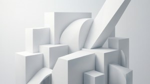微妙なグラデーションを備えた白い幾何学的形状のモダンな3D抽象構成。 — 白い美学 壁紙