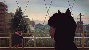 東京の猫耳少女 — アニメの女の子 パーカー 壁紙