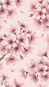 淡いピンクの背景に水彩の桜が描かれた、優しい雰囲気の壁紙。 — ソフトな美的GIF 壁紙