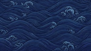 インディゴとロイヤルブルーを用いた和風の濃い青の波模様。 — ダークブルー アート GIF 壁紙