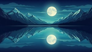 湖に映る満月を描いたベクターアートの壁紙、SVGスタイル。 — 月 壁紙