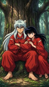 犬夜叉とかごめのクラシックな壁紙 — アニメカップル GIF 壁紙