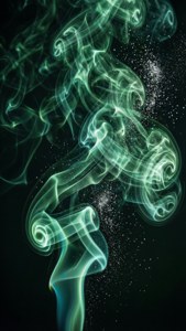 銀のきらめきをまとった、幻想的な緑の煙。 — スリザリン 美的 壁紙
