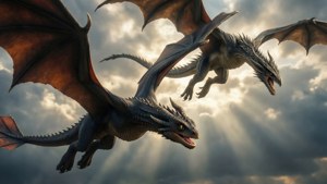 三匹の竜が雲間を優雅に飛び交う — ゲーム・オブ・スローンズ シーズン8 壁紙