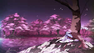 紫色のアニメ背景