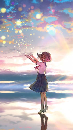 美しいアニメ風の女子高生の壁紙