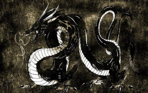 荘厳な日本龍 白黒PC壁紙 — 和風ドラゴン 壁紙