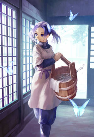 蝶と共に描かれた葵奏のアートワーク 壁紙 — IQOO Pad5 壁紙