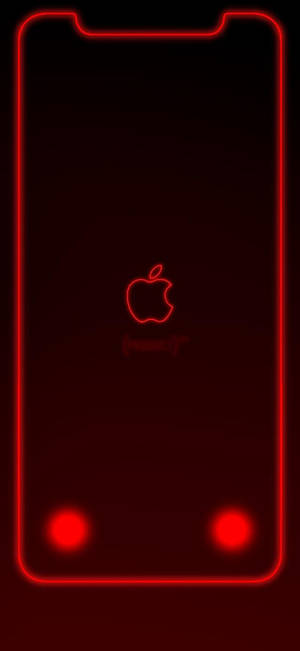 ネオンレッドの枠線にAppleロゴのiPhone XR壁紙 — iPhone Xr 壁紙
