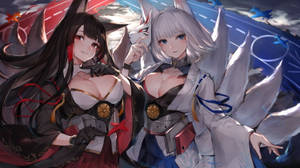 赤いアニメ狐 — アニメ 女の子 壁紙