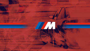 赤い車とスモーキーなBMW Mロゴ — BMW 壁紙