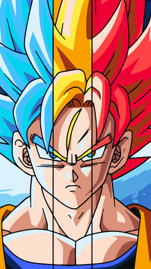 ドラゴンボールZ 超ブロリー 孫悟空が青、黄色、赤の多色の髪を持つ。人気アニメ。