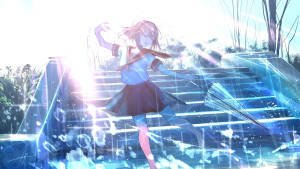 雨の中で踊るアニメの女子生徒の壁紙 — アニメダンス 壁紙