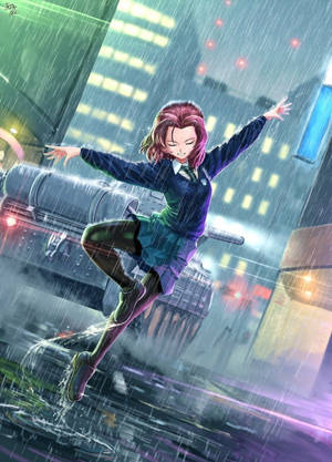 雨の中で踊るアニメの少女の壁紙 — アニメダンス 壁紙