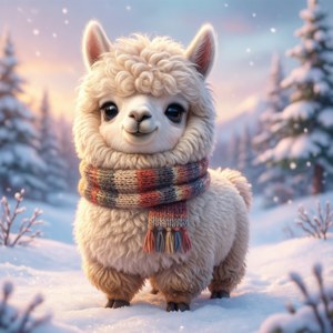 雪を楽しむほっこりかわいいアルパカ。 — カワイイ 壁紙