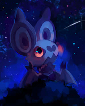 青い夜空の下のズバット — ポケモン スマホ 壁紙