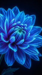 暗闇で発光するネオンブルーの花のマクロ接写。 — iPhone Se 壁紙