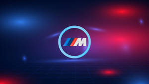 青と赤の光に浮かぶBMW Mロゴ — BMW 壁紙