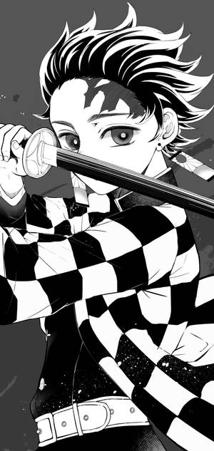 鬼滅の刃 白黒 — ギャラクシーA27 壁紙