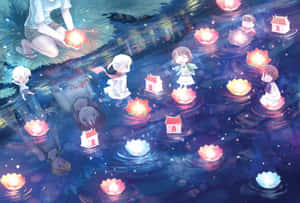 魅惑のアニメ風景と魔法の浮遊島 — 美しいアニメ 壁紙