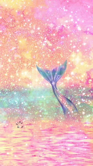 ピンクのきらめく光る人魚の尾 モバイル壁紙