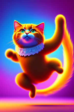 鮮やかなダンスキャットイラスト